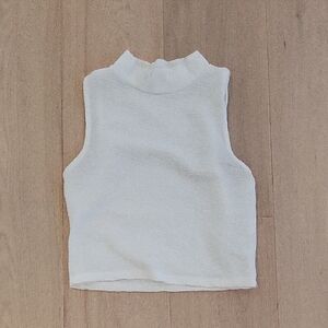 Zara Cream Sleeveless Mock Neck Crop Top